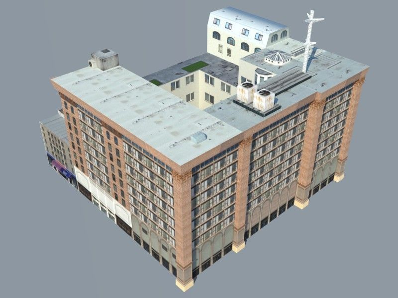 High-rise building 3D model Low-poly 3D model_2