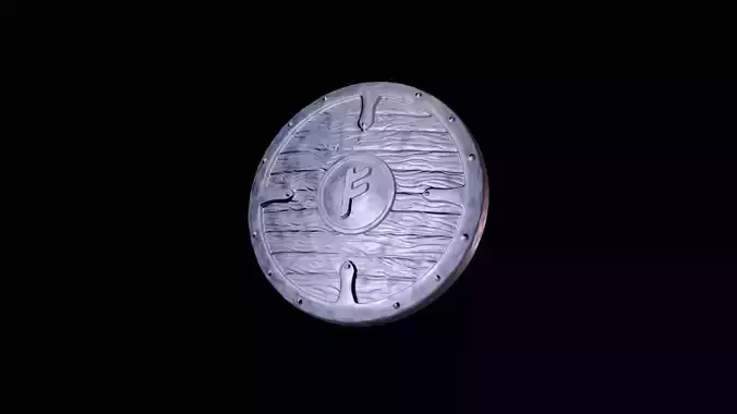 Scandinavian shield with rune Fehu 3D print model