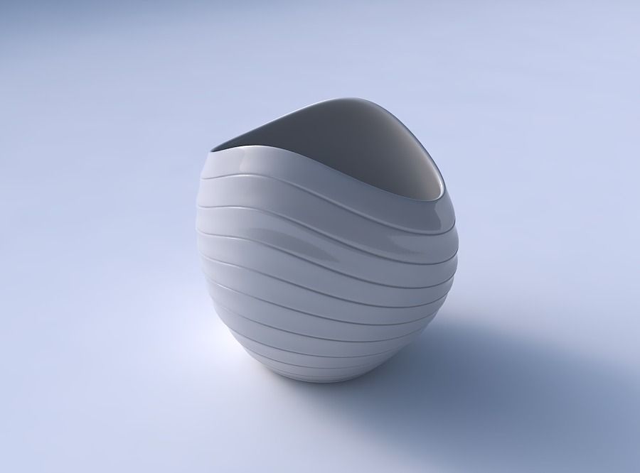 Bowl compressed 3 with smooth horizontal dents 2 3D print model_3
