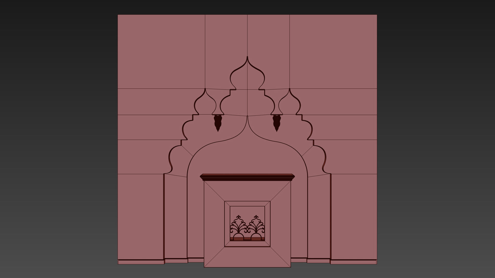 Arabic Fireplace 3D model_5