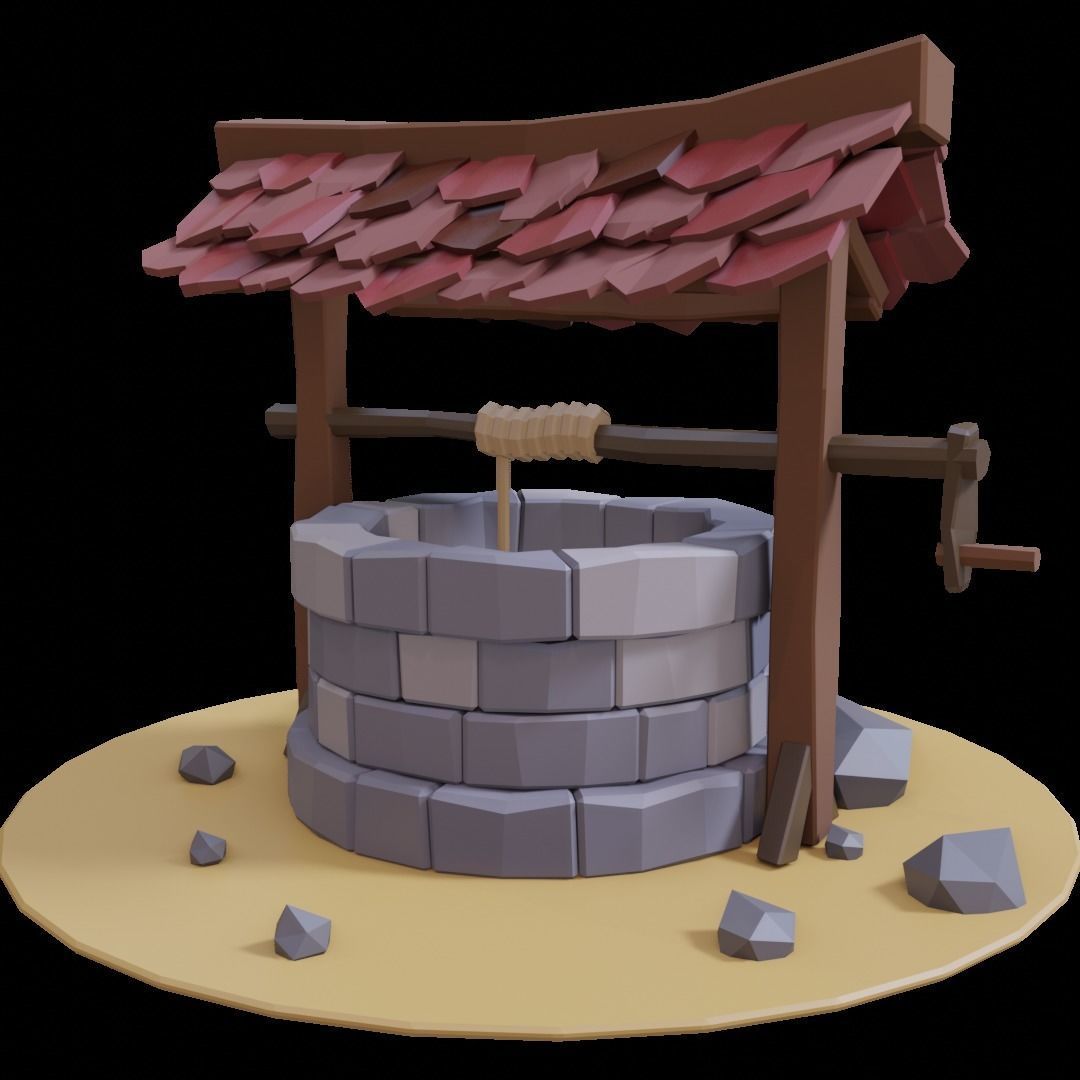 Well in Low-Poly Style Texture_1