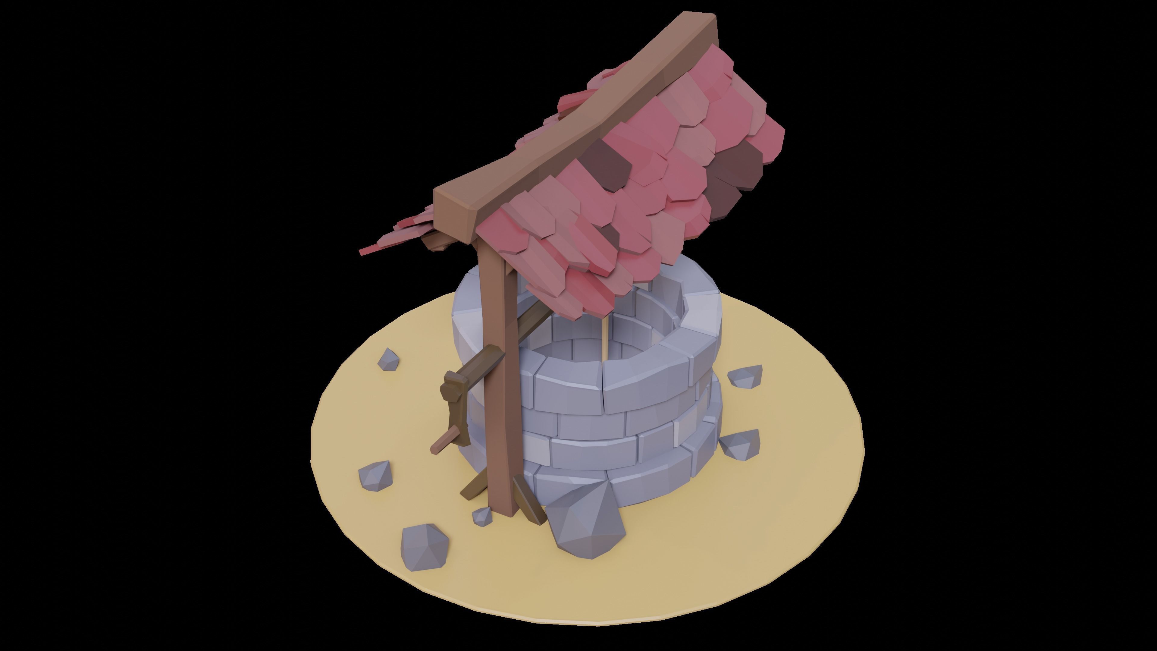 Well in Low-Poly Style Texture_3