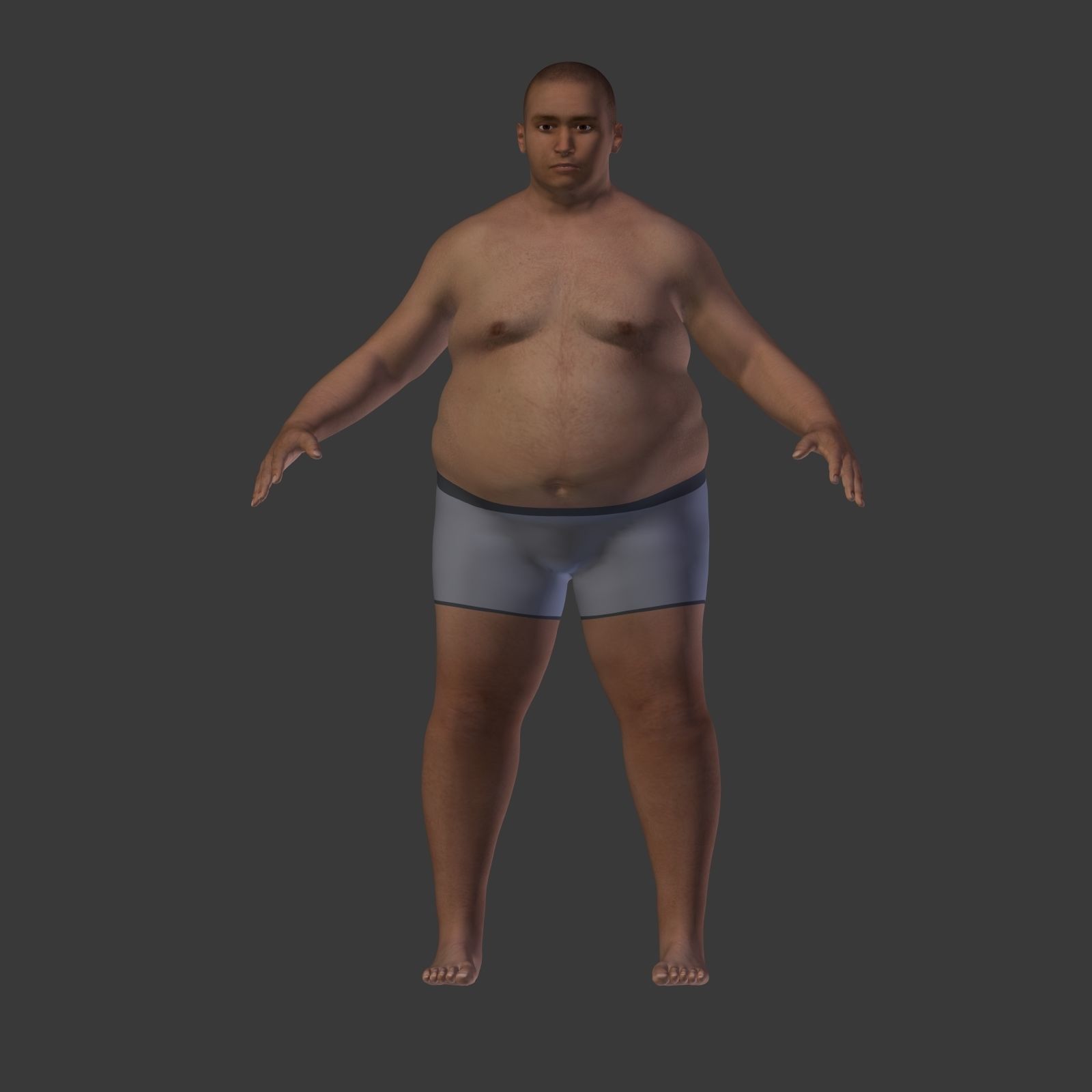 Fat Man Low-poly 3D model_13