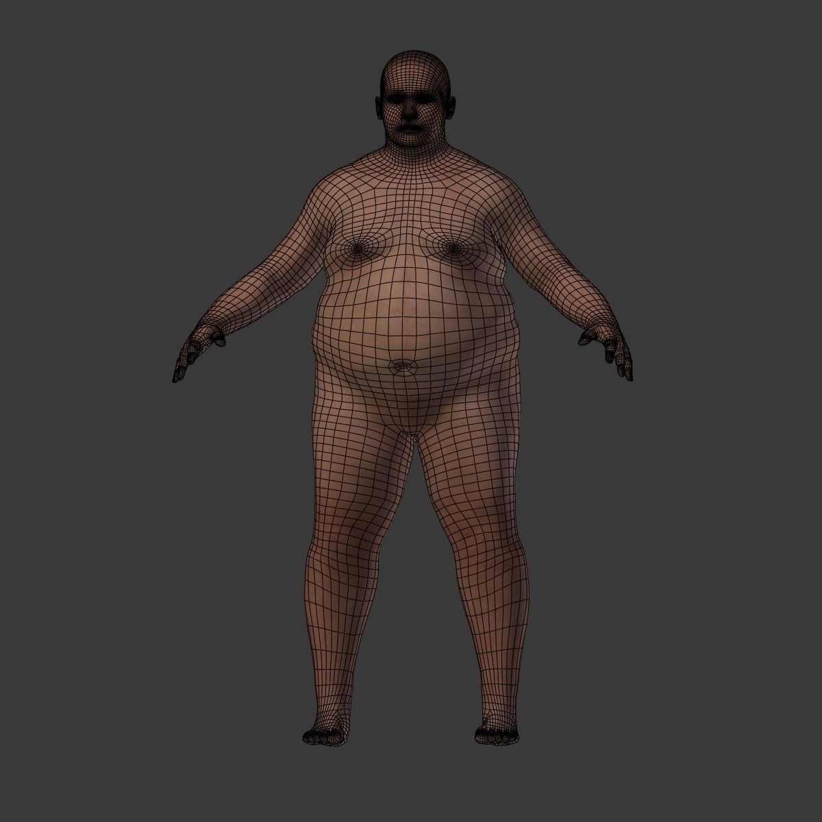 Fat Man Low-poly 3D model_10