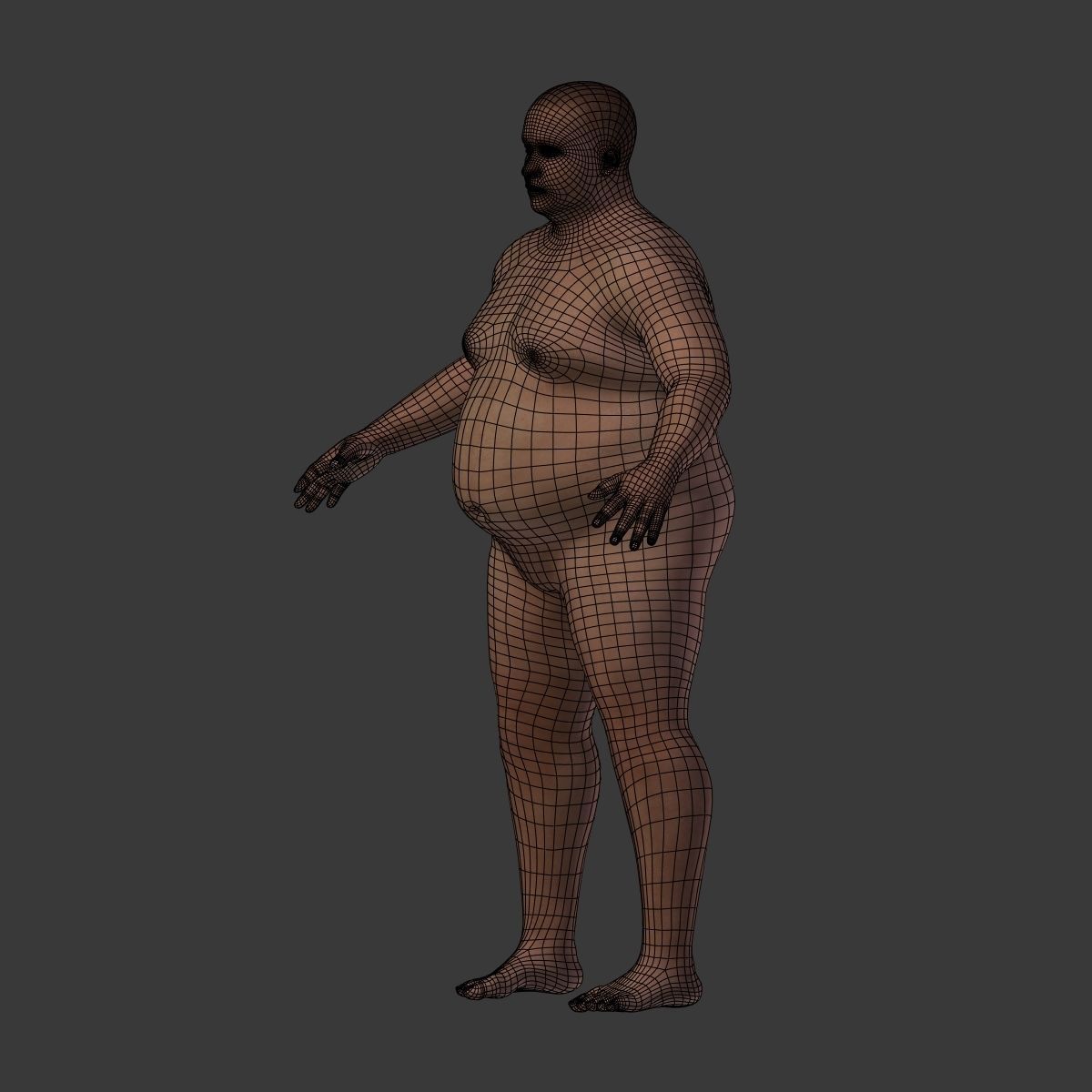 Fat Man Low-poly 3D model_6