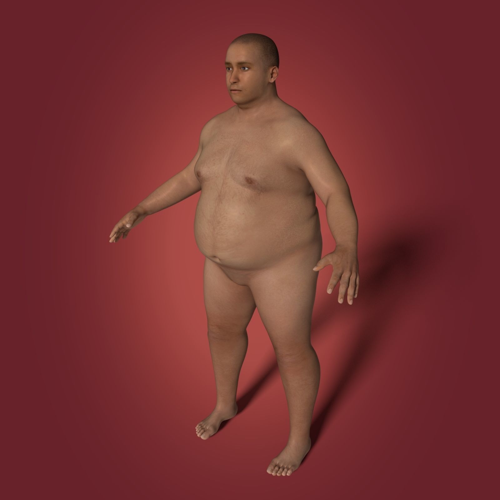 Fat Man Low-poly 3D model_1