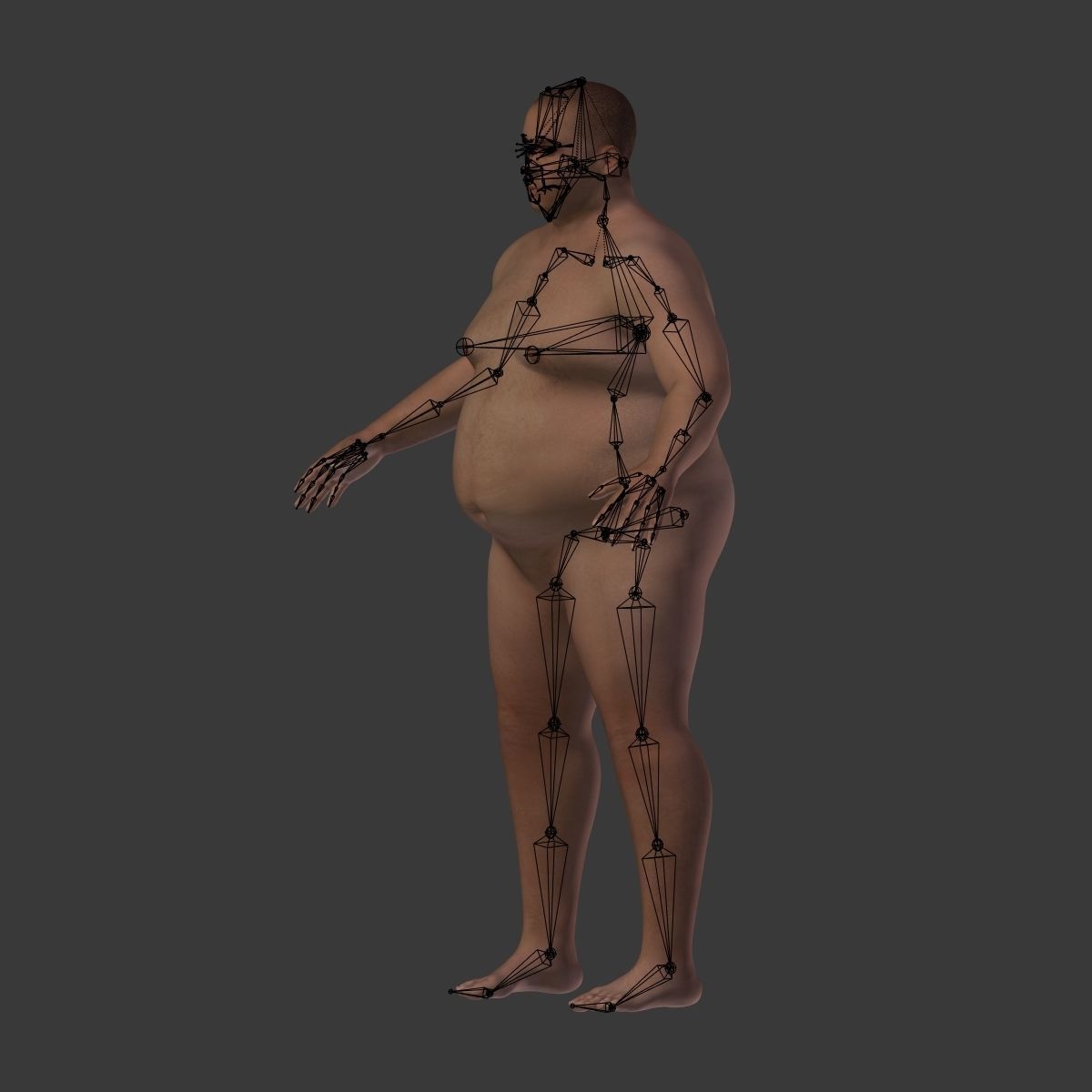Fat Man Low-poly 3D model_4