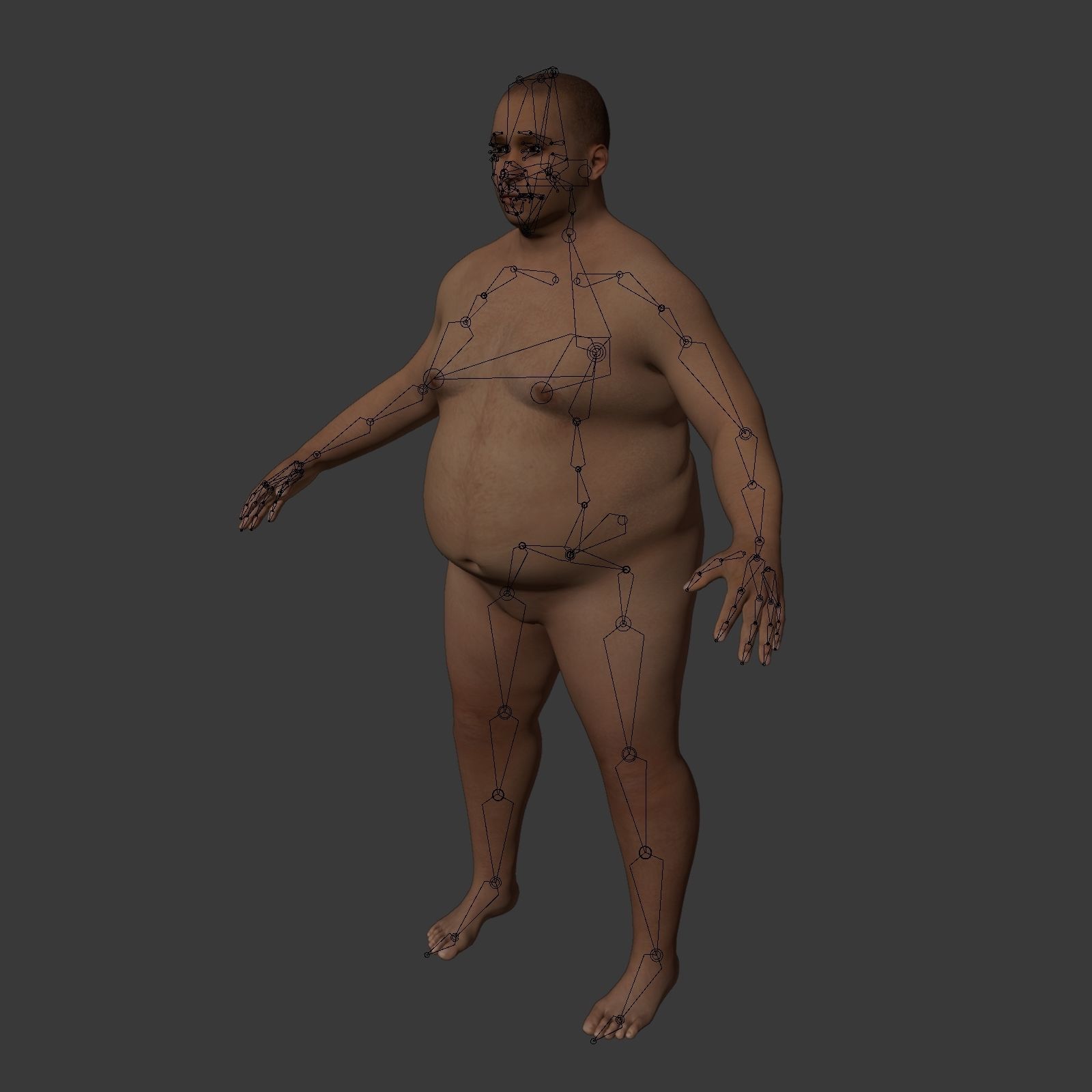 Fat Man Low-poly 3D model_2