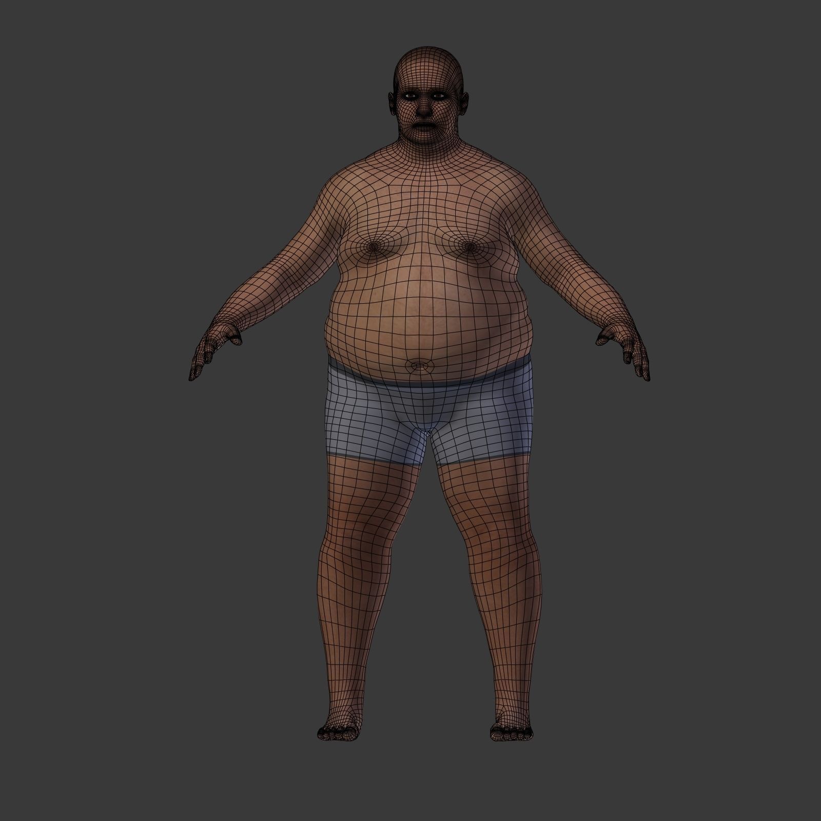 Fat Man Low-poly 3D model_14