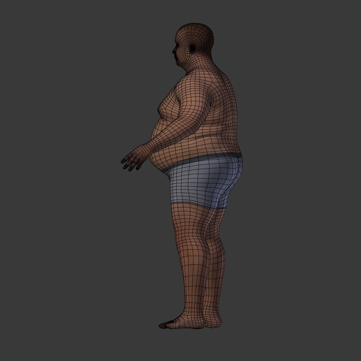Fat Man Low-poly 3D model_12