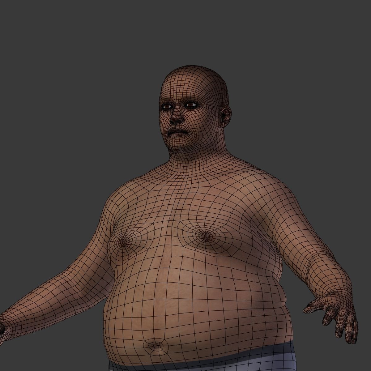 Fat Man Low-poly 3D model_21