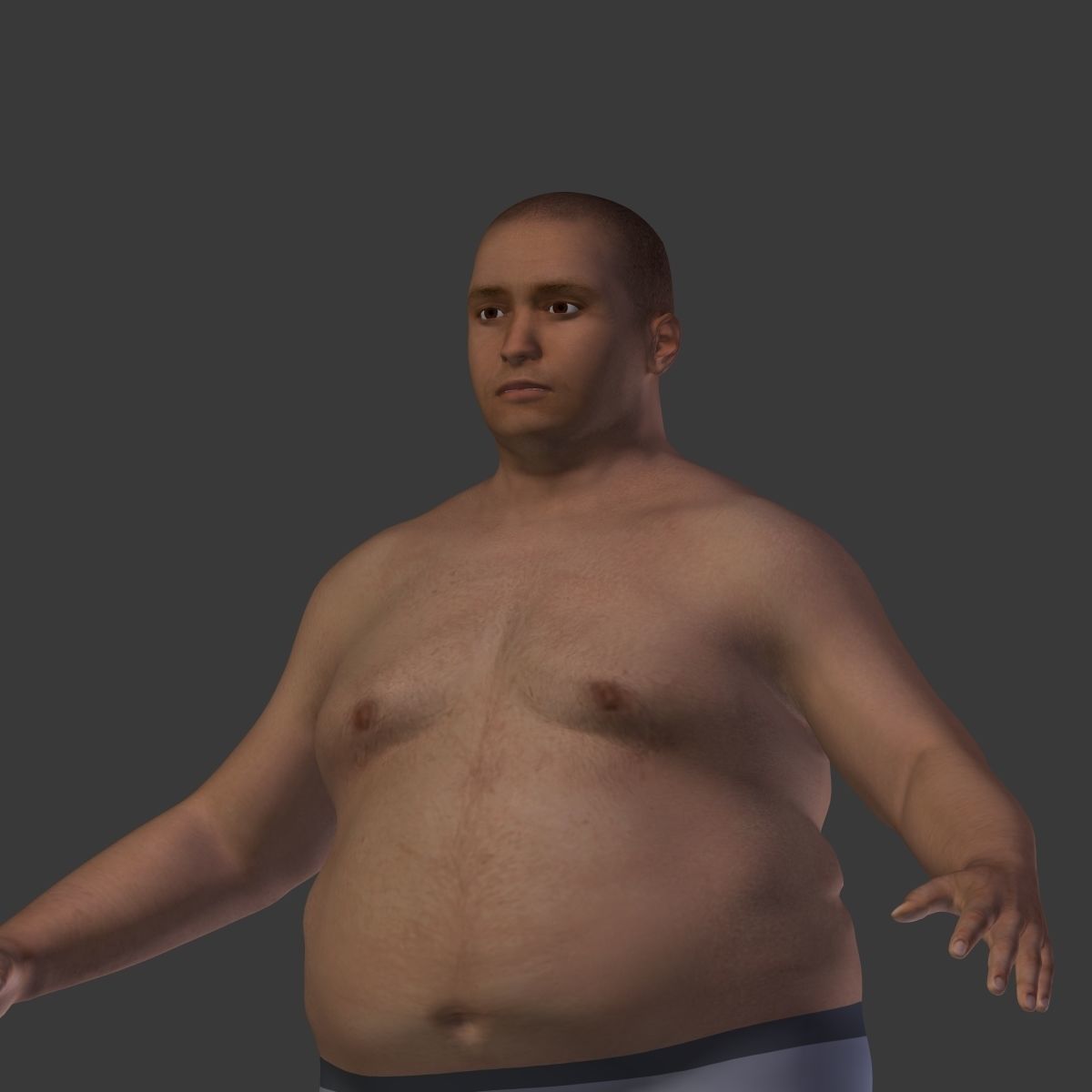 Fat Man Low-poly 3D model_20