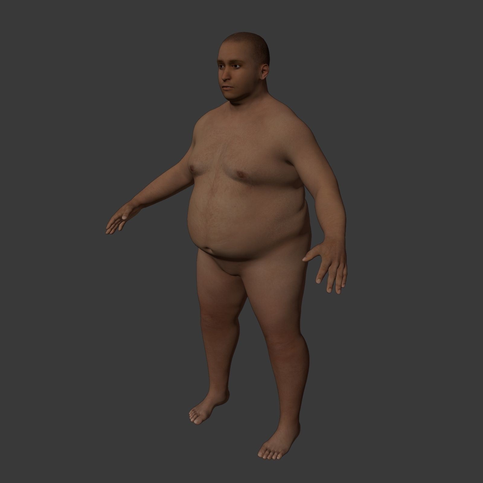 Fat Man Low-poly 3D model_3