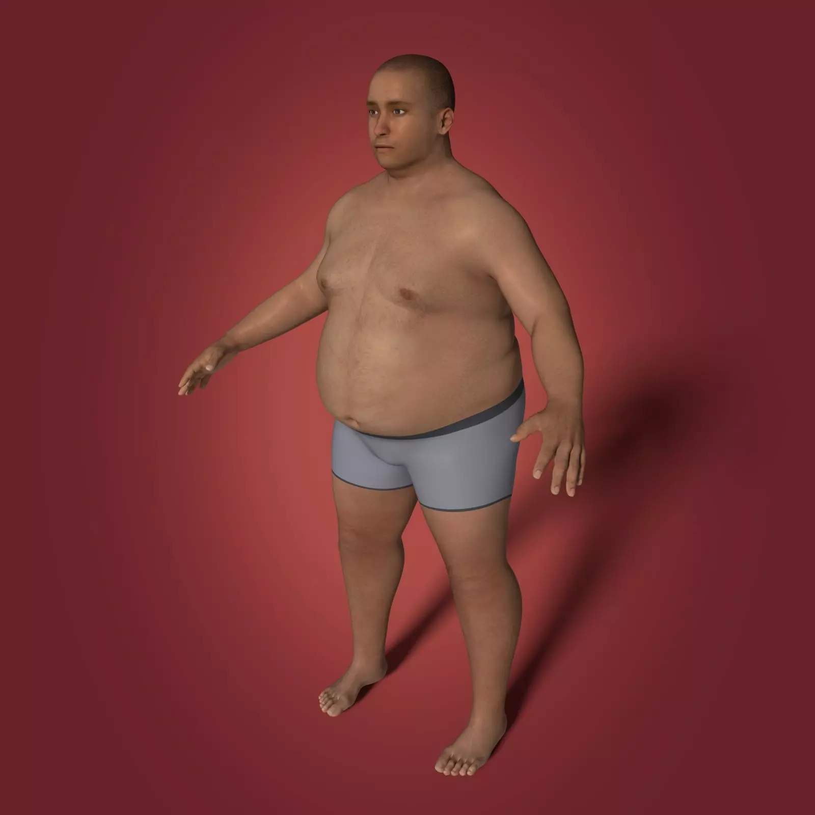 Fat Man Low-poly 3D model_0