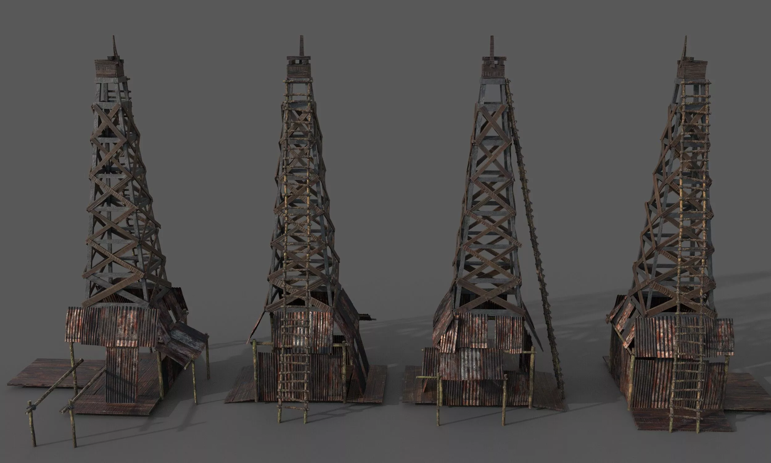 Oil Field Low-poly 3D model