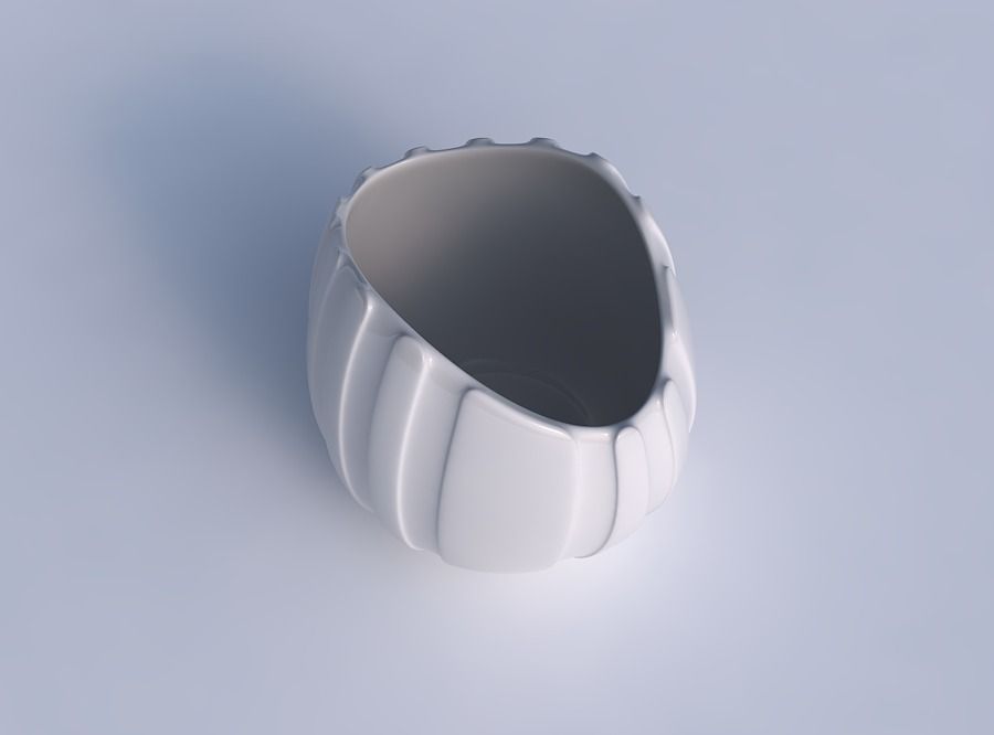 Bowl compressed 3 with smooth vertical ribbons 3D print model_1