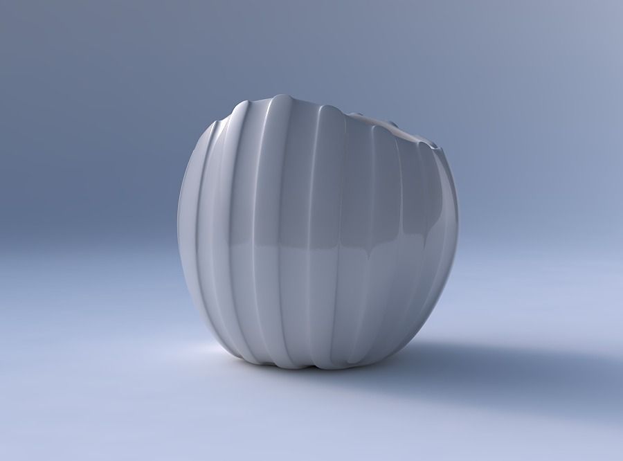 Bowl compressed 3 with smooth vertical ribbons 3D print model_4