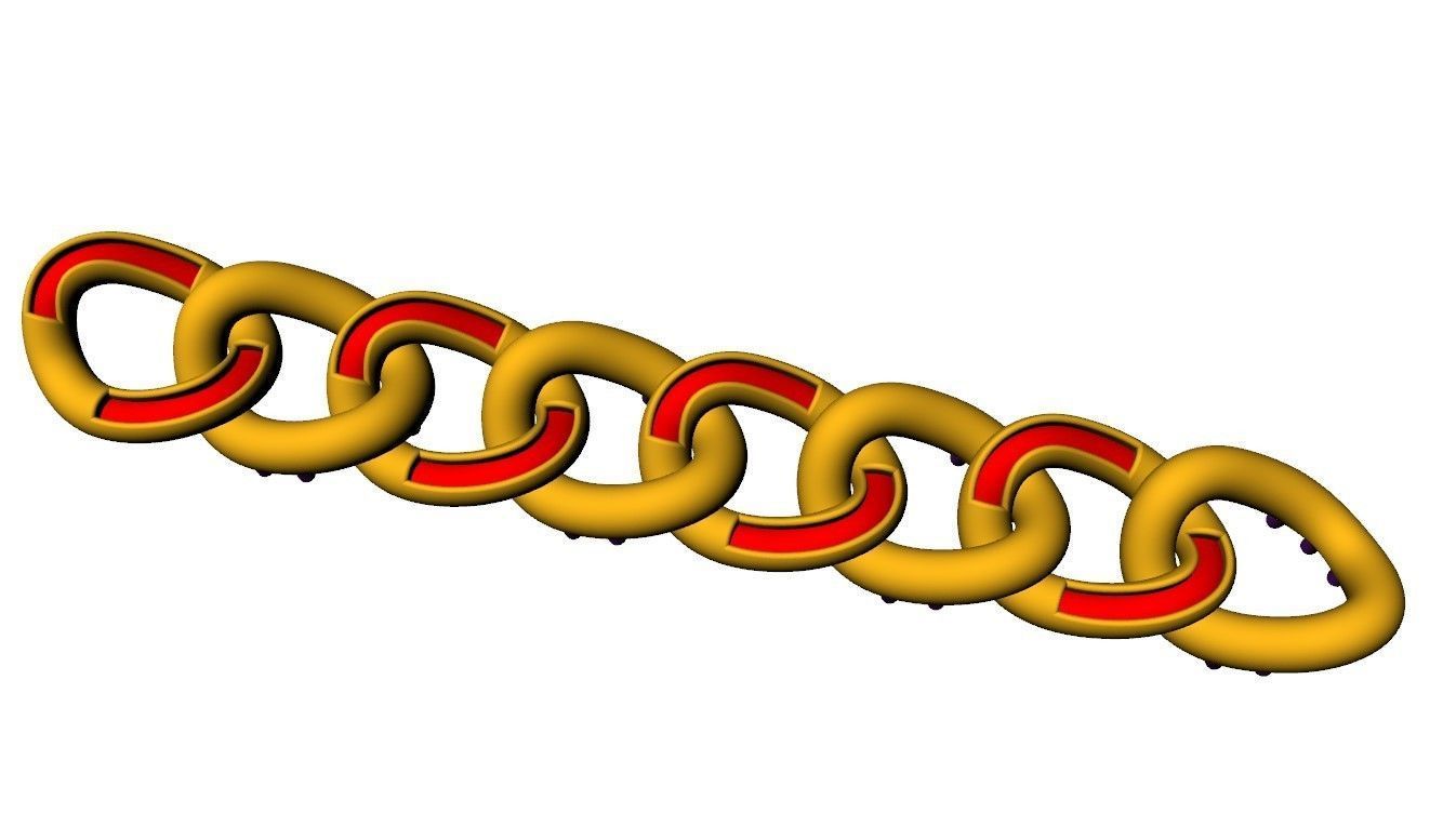 Cuba Chain Small Charm Bracelets 5mm 3D print model_10