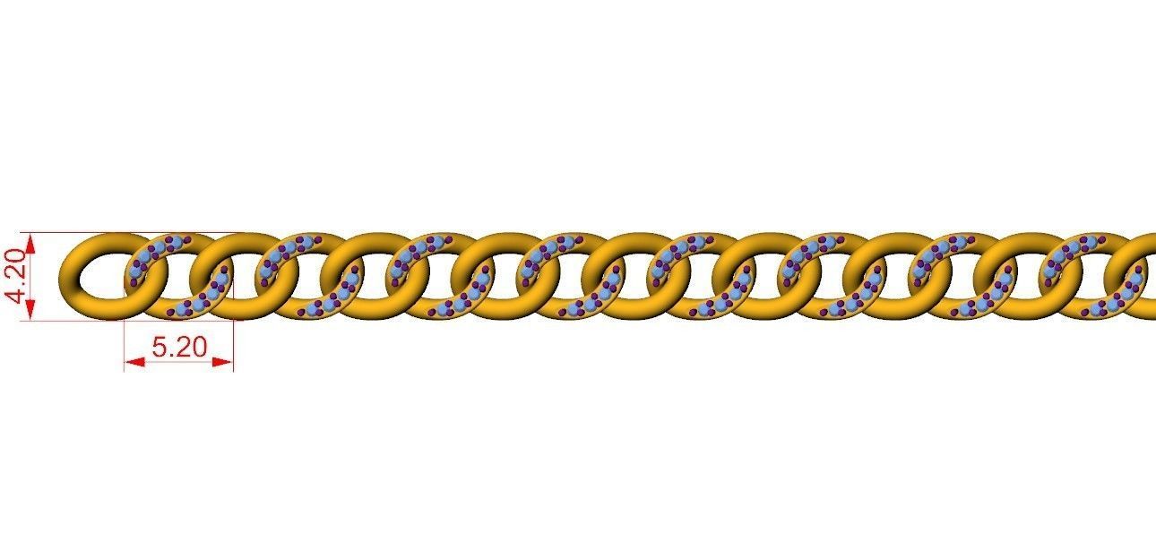 Cuba Chain Small Charm Bracelets 5mm 3D print model_9