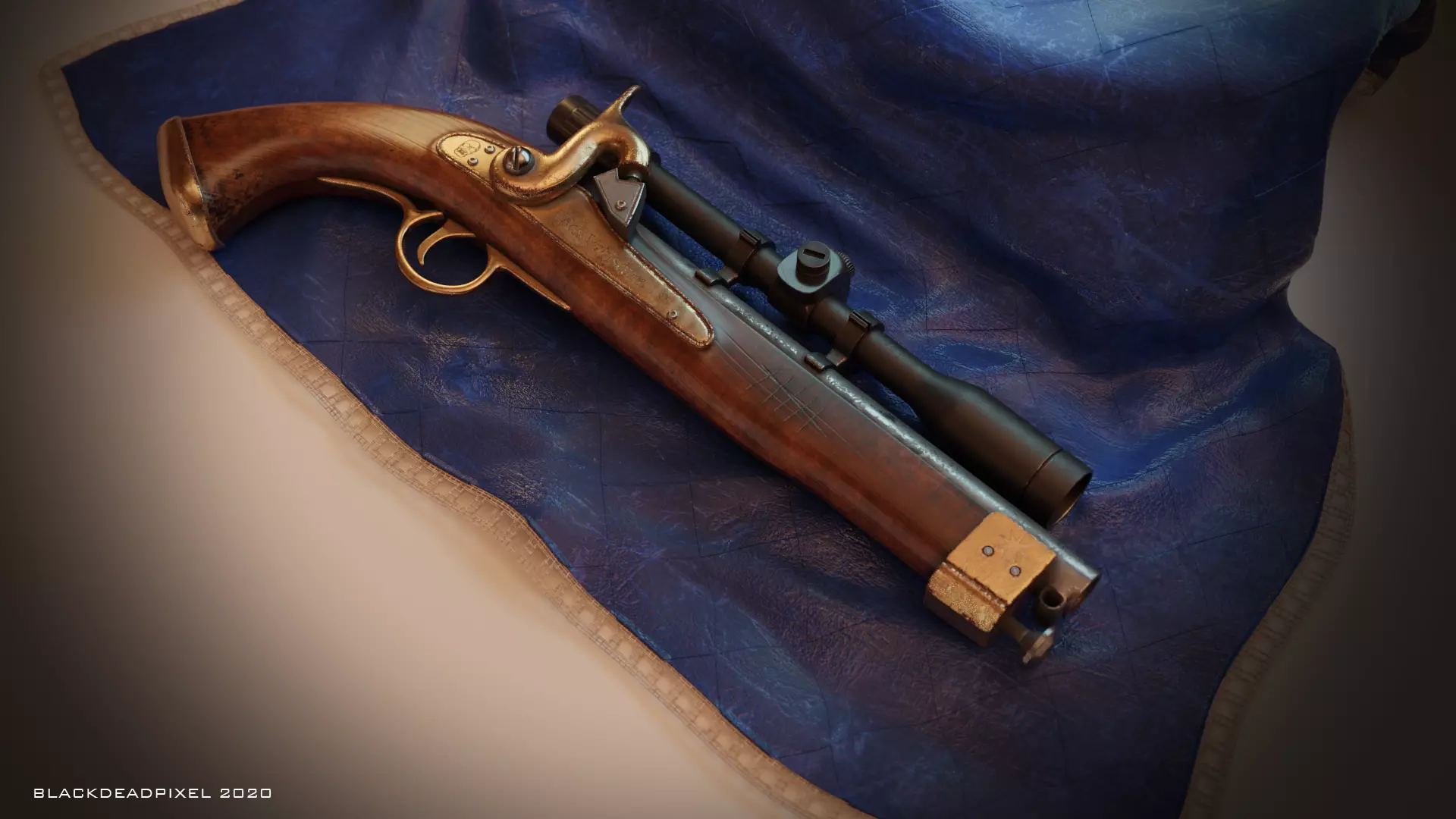 Mousquet Old Gun steampunk 3D model