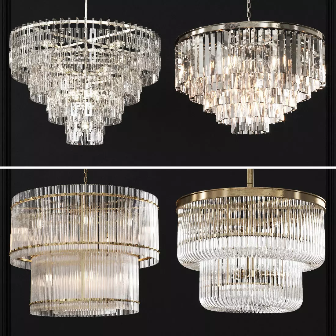 4 type Restoration Hardware Round Chandelier Set 003 3D model