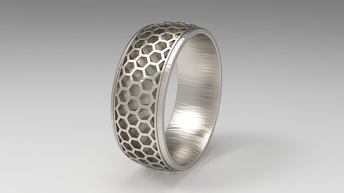 Bee Honeycomb Man Band Rings in EU Size 3D print model