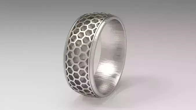 Bee Honeycomb Man Band Rings in EU Size 3D print model