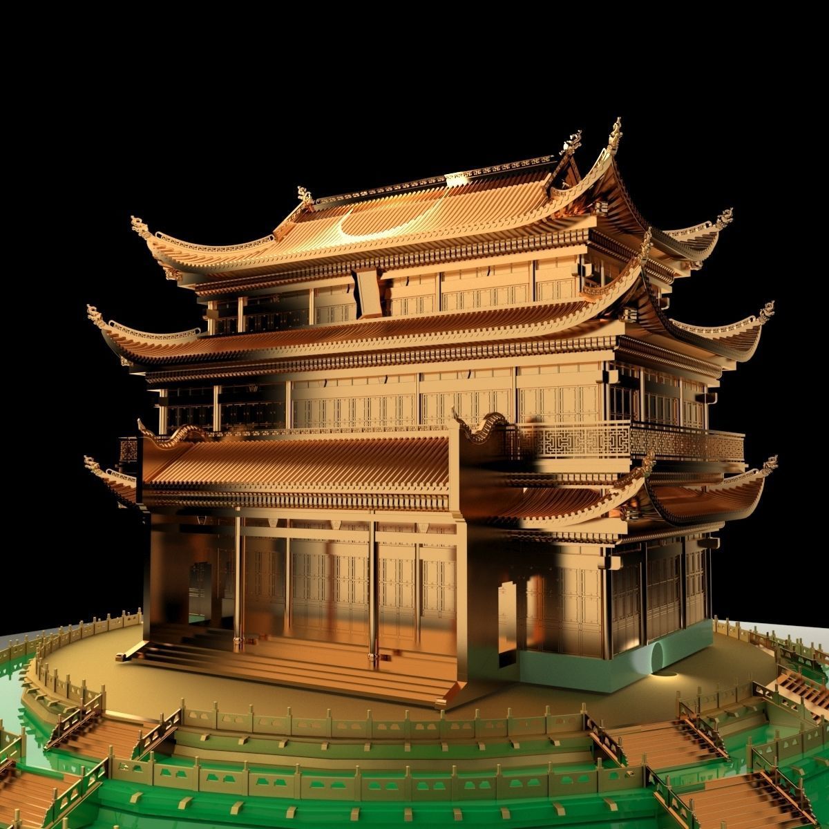 Chinese ancient house 3D model_4