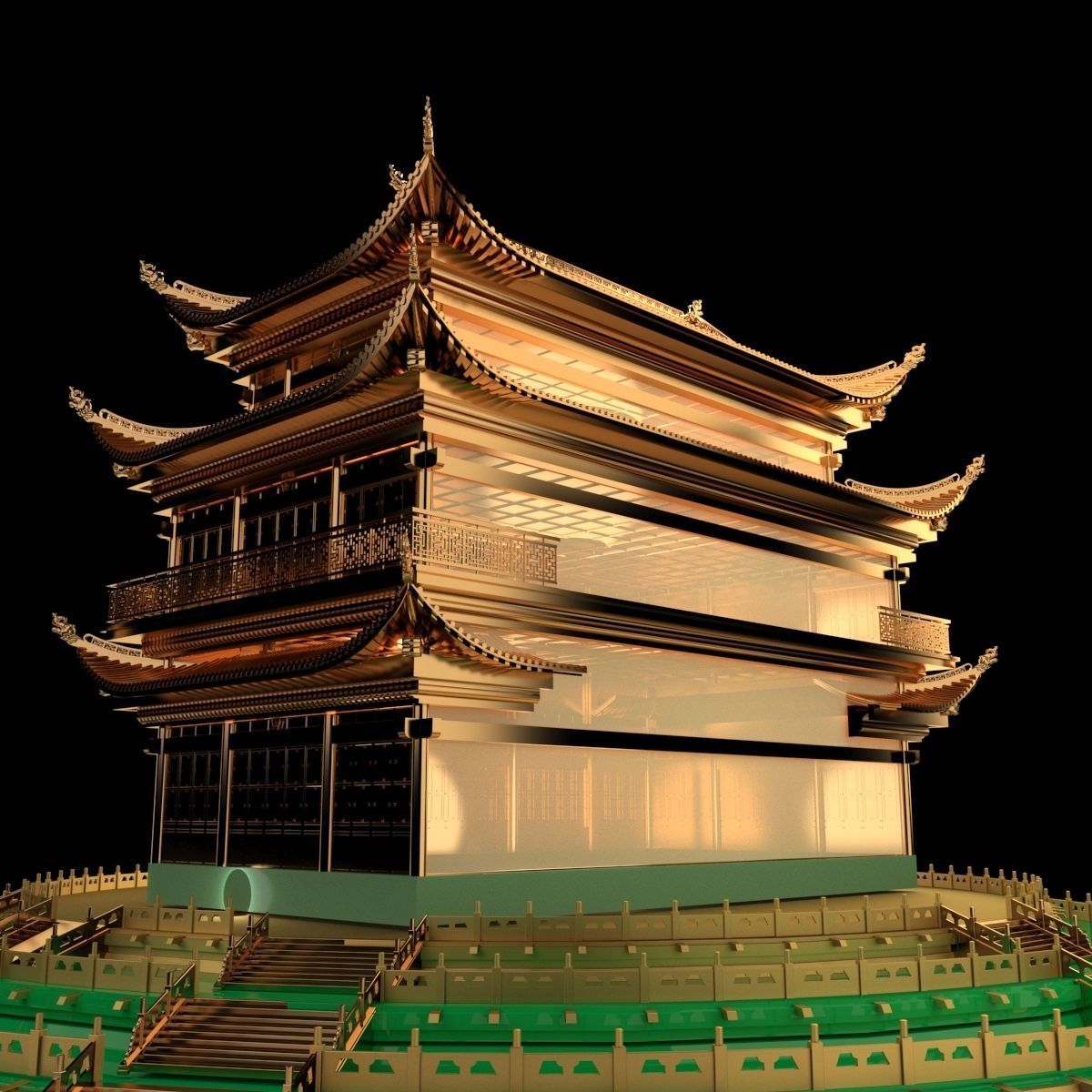 Chinese ancient house 3D model_1