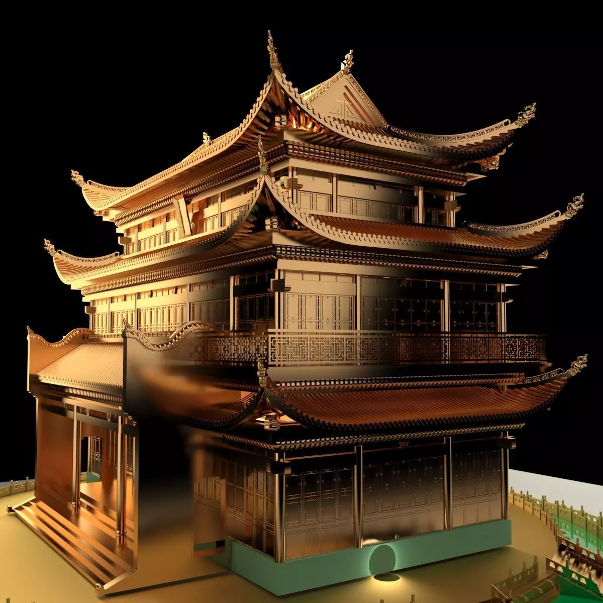 Chinese ancient house 3D model_0