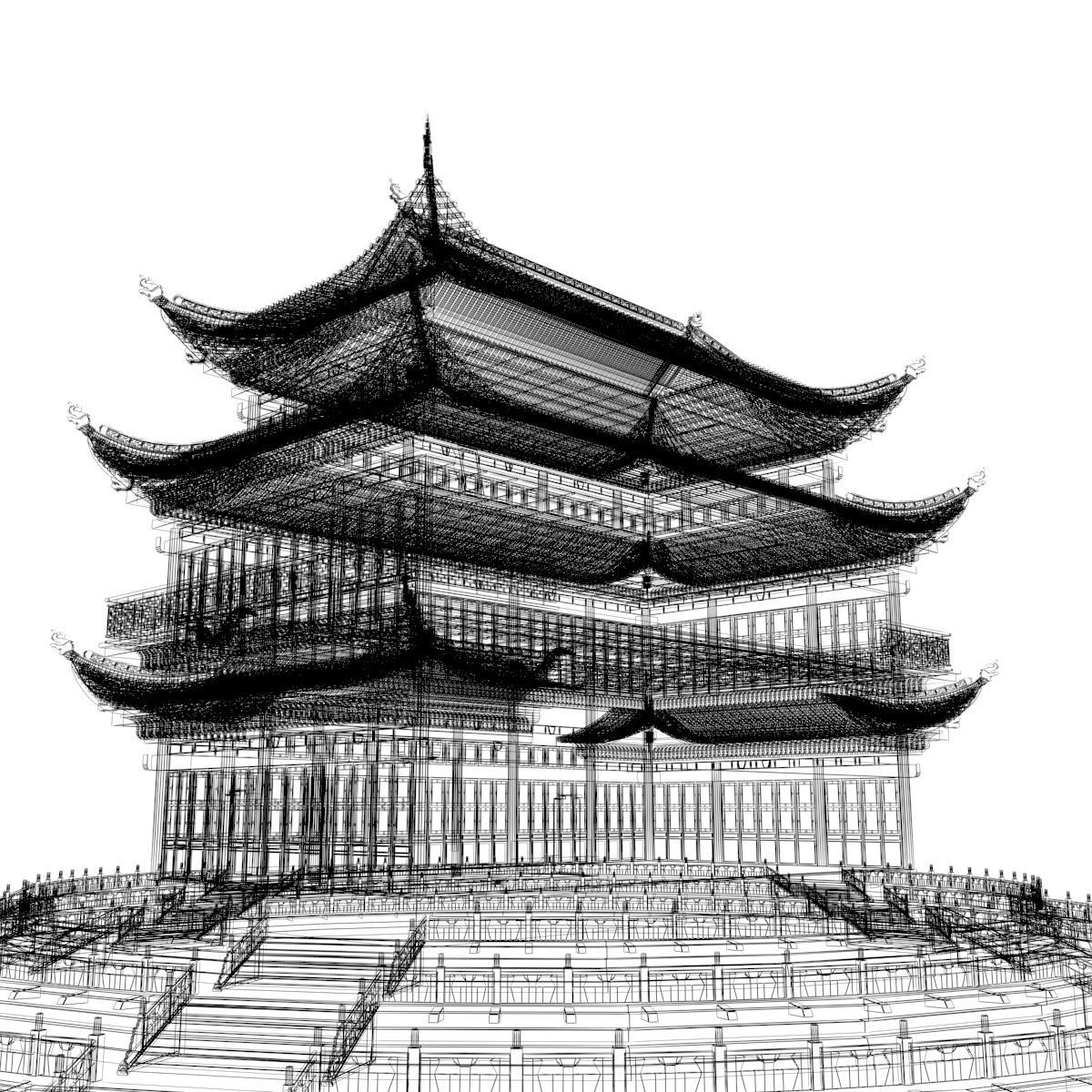 Chinese ancient house 3D model_7
