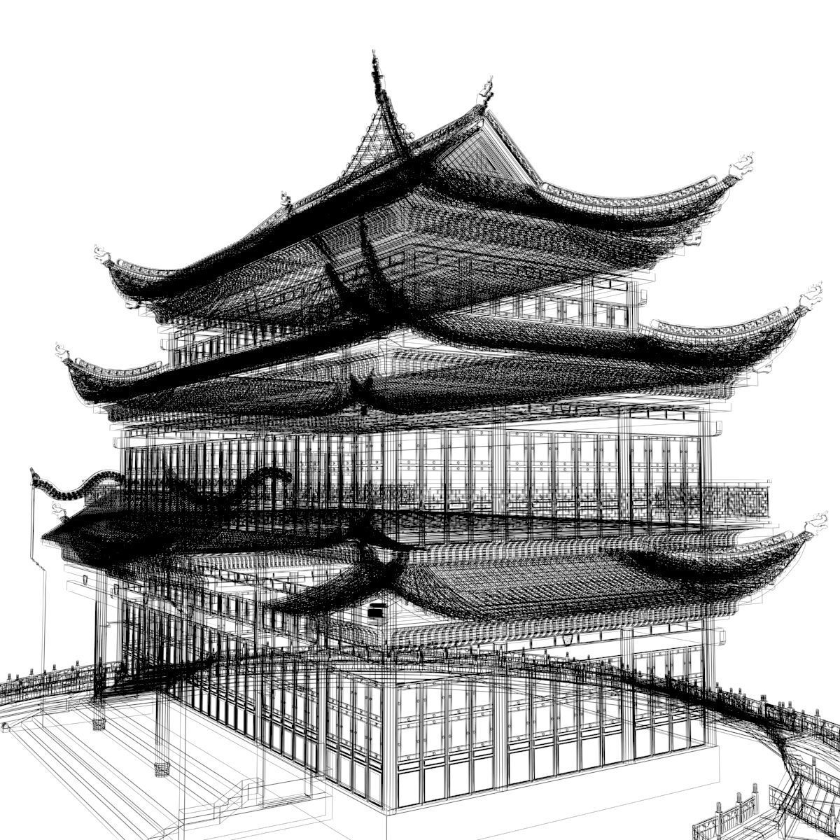 Chinese ancient house 3D model_6
