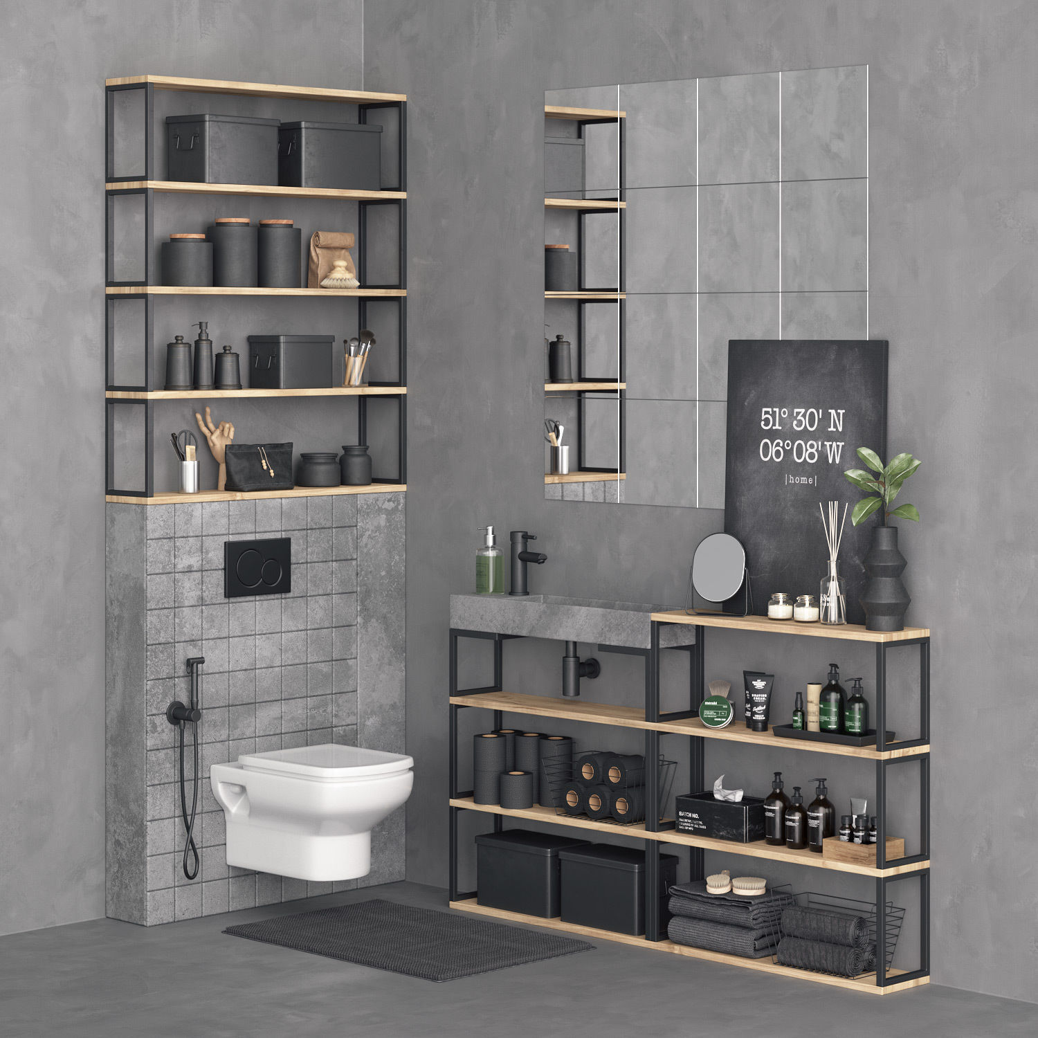 Industrial Toilet Set 3D model CGTrader