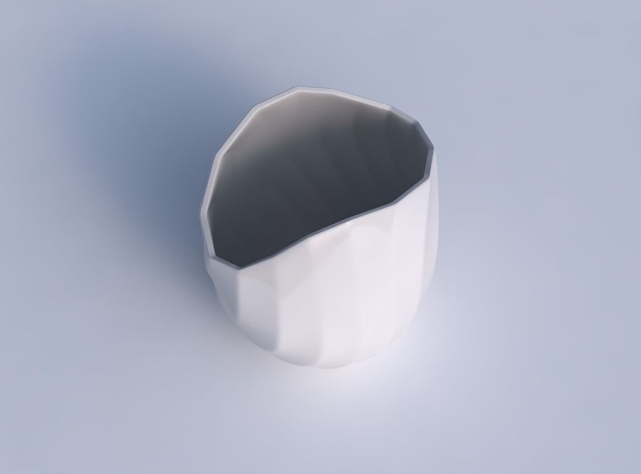 Bowl compressed and twisted with bands 3D print model_1