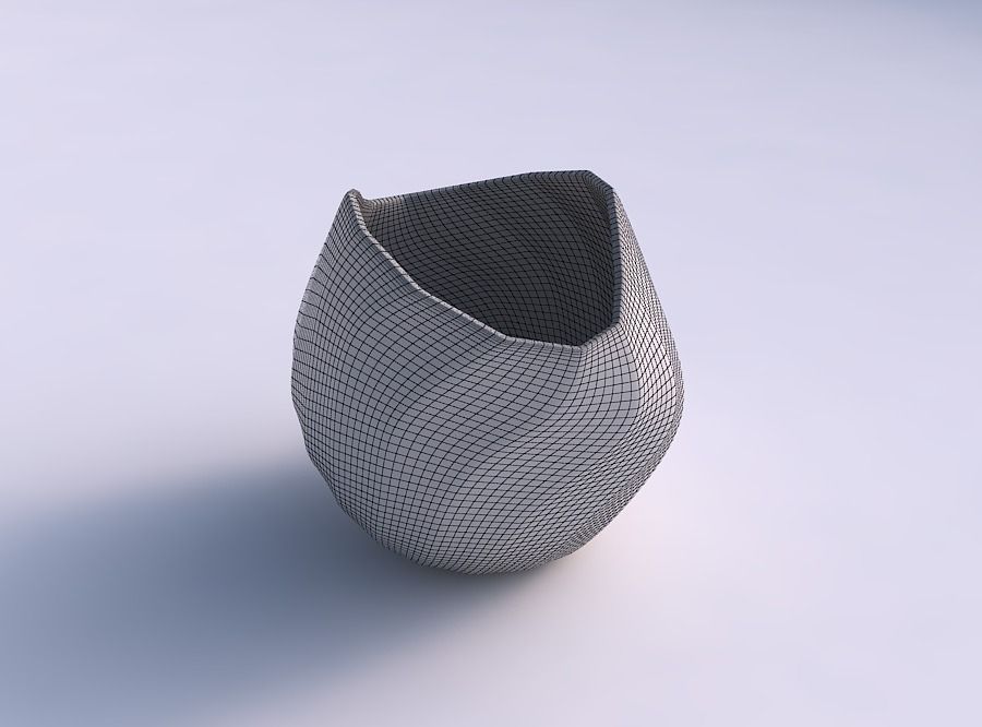 Bowl compressed and twisted with bands 3D print model_5