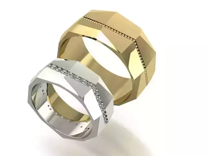  Wedding rings with faces 2 sizes