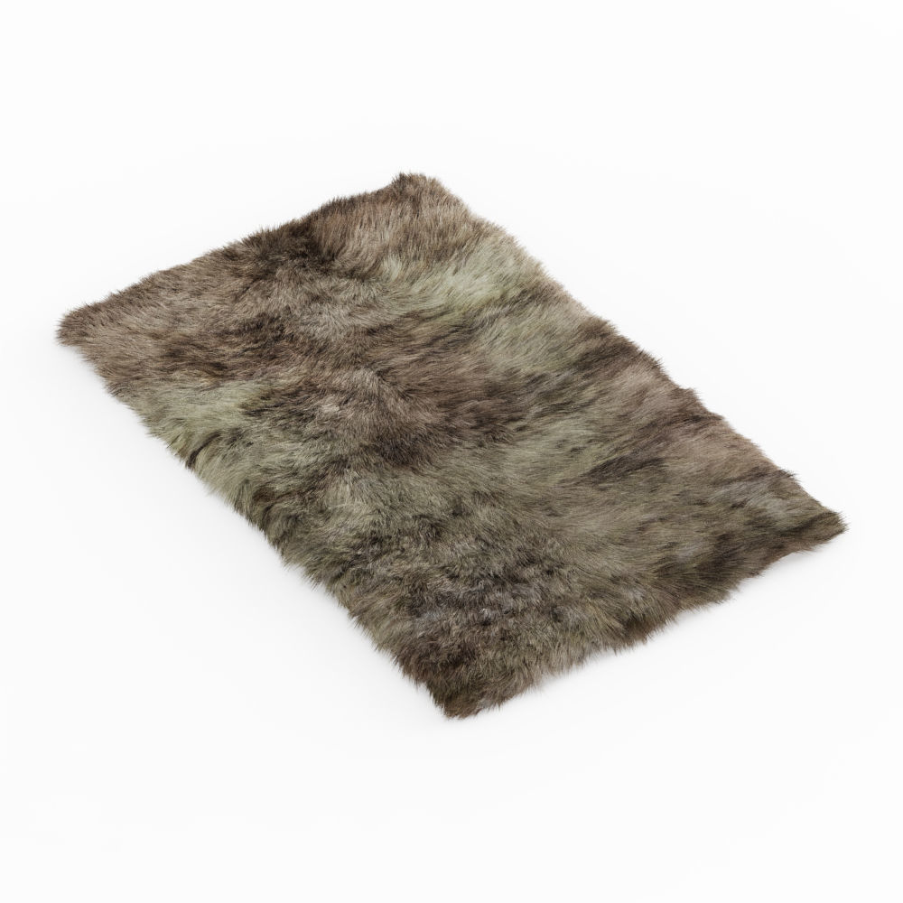 Shaggy Fur Camel Rug 3D model_1