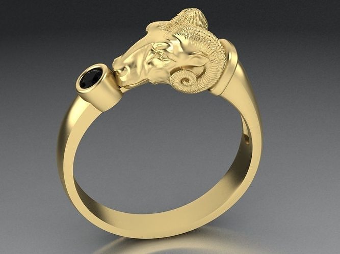 Mens ring mouflon two sizes 3D print model