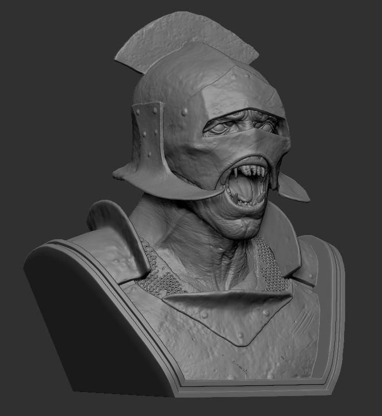 Orc warrior bust 3D print model_2