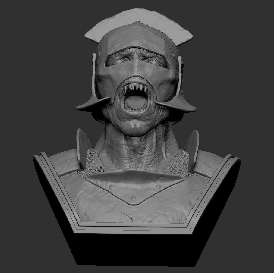 Orc warrior bust 3D print model_5