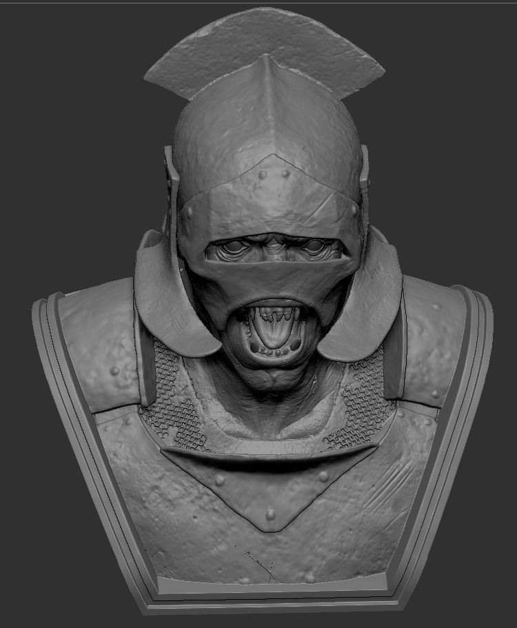 Orc warrior bust 3D print model_4