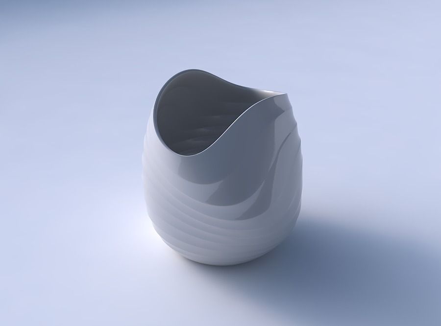 Bowl compressed and twisted with curved horizontal sections 3D print model_3