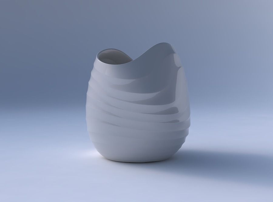 Bowl compressed and twisted with curved horizontal sections 3D print model_4