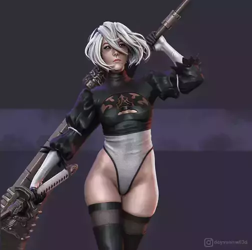 2b - Nier Automata Fanart Statue 3D print model