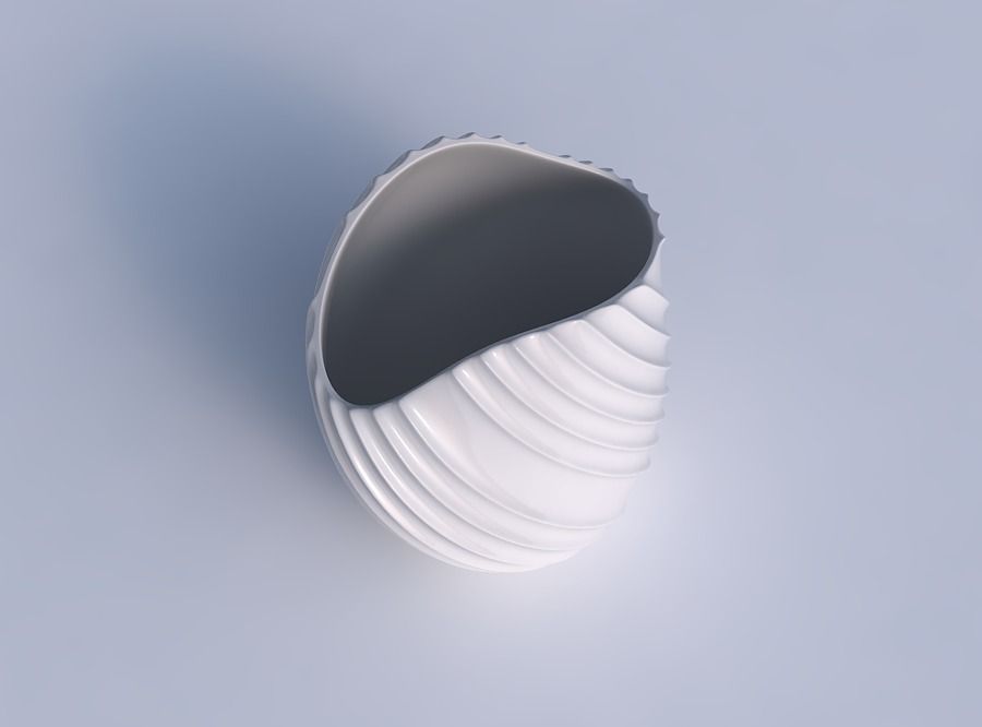 Bowl compressed and twisted with extruded vertical lines 3D print model_1