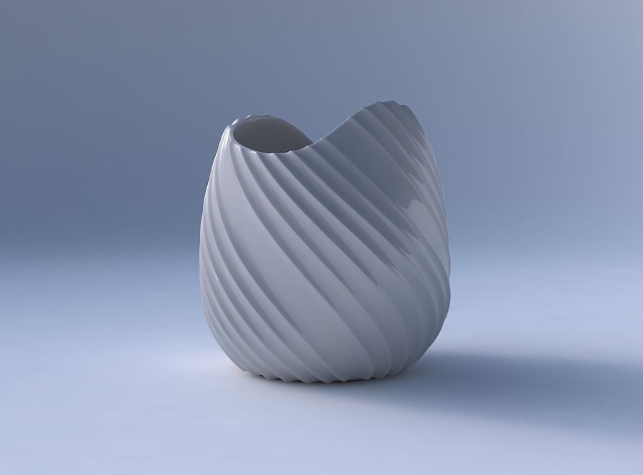 Bowl compressed and twisted with extruded vertical lines 3D print model_4