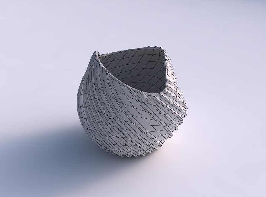Bowl compressed and twisted with extruded vertical lines 3D print model_5