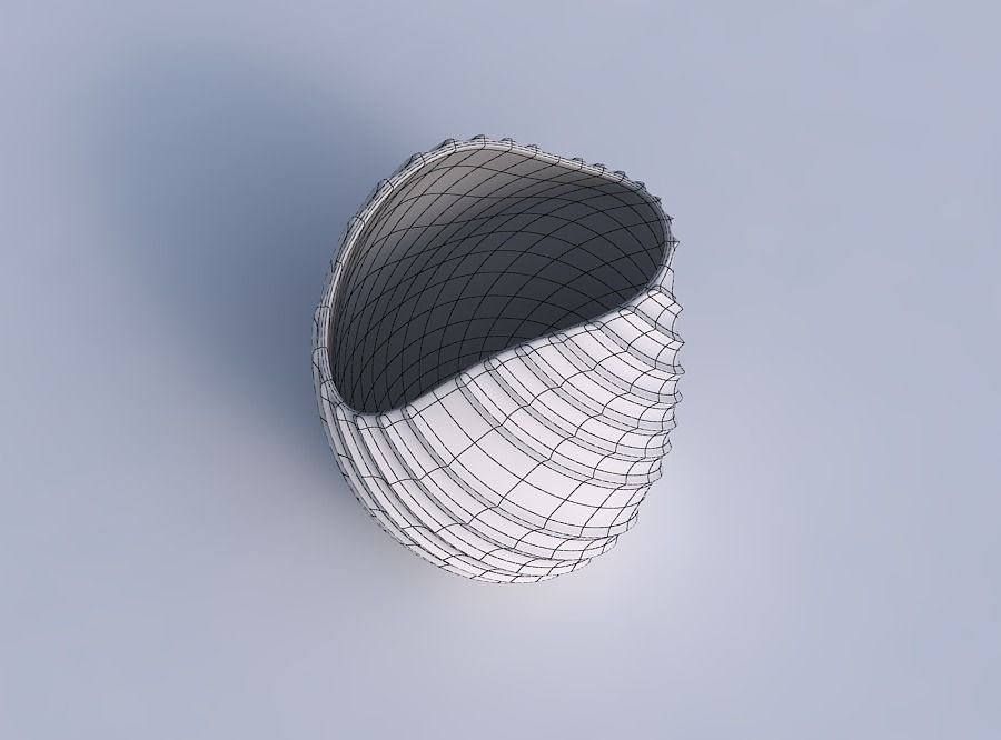 Bowl compressed and twisted with extruded vertical lines 3D print model_6