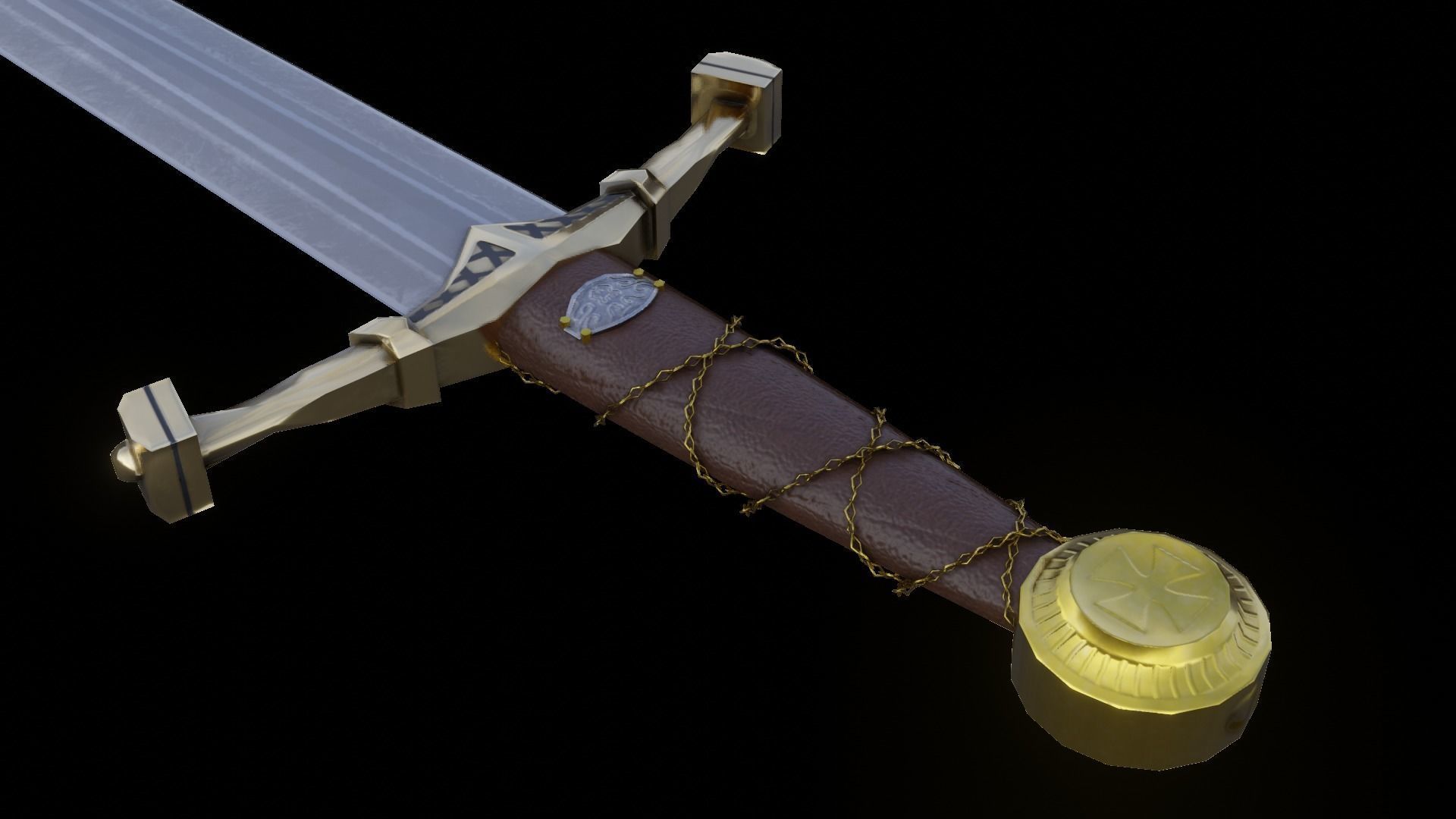Lowpoly Sword Low-poly 3D model_2