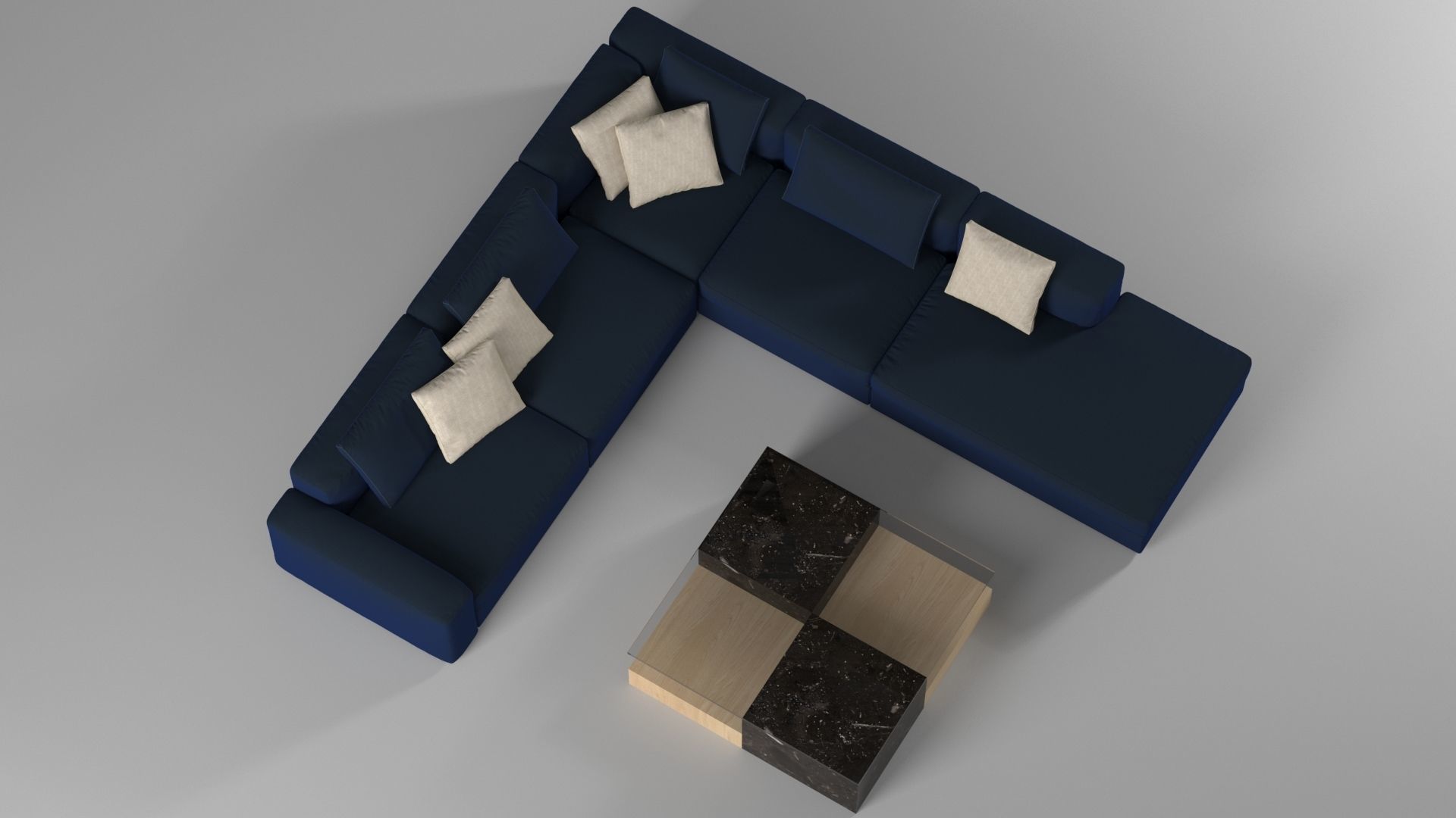 Sofa with Table 3D model_1